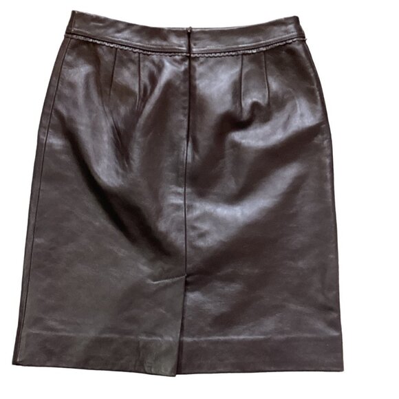 Dark Brown Leather Skirt Sz 6 Jaclyn Smith #173F - Picture 2 of 12